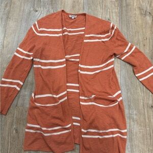 Madewell Striped Cardigan in Rust and Cream